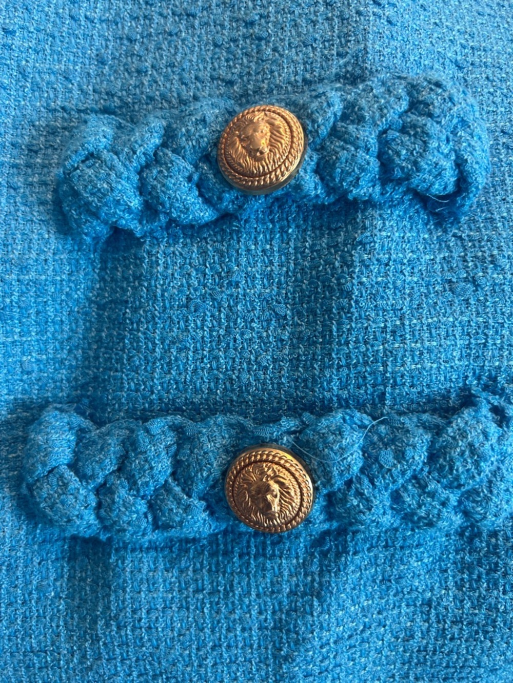 Tuckernuck Jackie Dress- Turquoise Knit Short-Sleeve Dress with Braided Trim - Picture 5 of 6